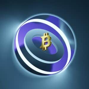 Photo Mobile phone with bitcoin logo